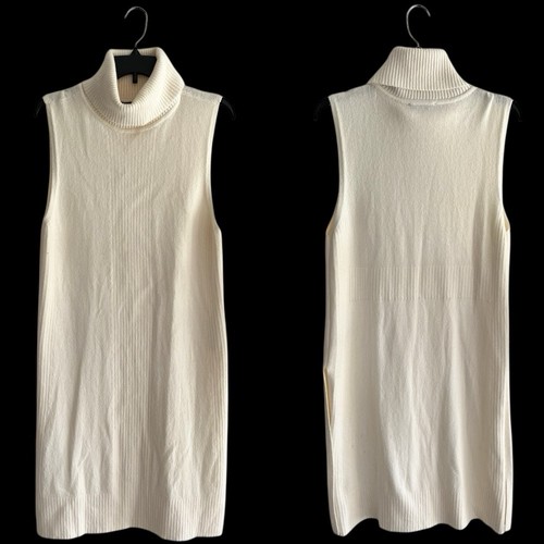 VETEMENTS Abito maglione nuovo con etichette WHBM avorio finto collo taglia M misto lana senza maniche preppy