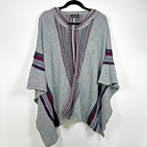 Sury Baby Alpaca Wool Hooded Poncho Unisex Gray Purple Travel Soft Lightweight - Picture 1 of 5