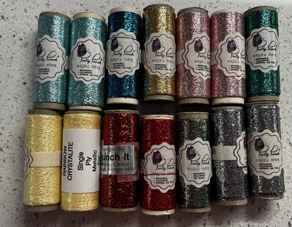 Lot of 14 New Old Stock Metallic Pretty Punch , Cameo, Punch  It Thread Rolls - Image 1 of 2