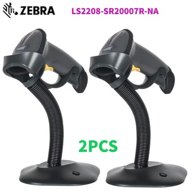 2PCS Zebra Symbol LS2208-SR20007R-NA 1D USB Handheld Barcode Scanner w/Stand - Image 1 of 4