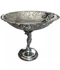 Vintage Krome Kraft Farber Brothers Ornate Chrome Compote Serving Bowl Art Deco