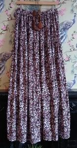 Vintage style brown & dusty lilac floral jersey midi skirt size 10 Next - Picture 1 of 8