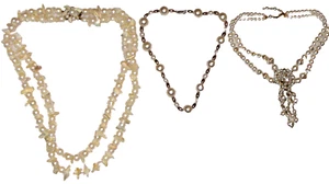 Lot Of 3 Necklaces Womens Faux Pearls Multi Strand White Vintage Multi Strand - Picture 1 of 23