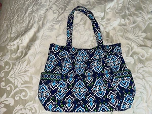 Vera Bradley Pleated Tote - Ink Blue- RETIRED, HTF, NWOT - Picture 1 of 5