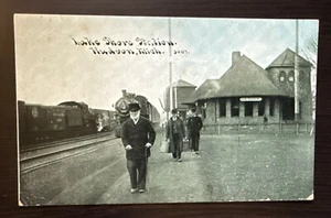 Lake Shore Bahnhof HUDSON MI Railroad Depot CU Williams Männerstempel 1910 - Bild 1 von 2