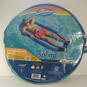 SwimWays Spring Float Original Pool Lounge Chair with Hyper-Flate Valve Blue New - Picture 1 of 7