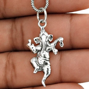 Women Gift Lord Ganesha Pendant 925 Silver Indian Religious HANDMADE Jewelry - Picture 1 of 6