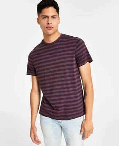 INC INTERNATIONAL CONCEPTS Men's Striped Slub T-shirt, Plum Perfect, XL - Picture 1 of 2