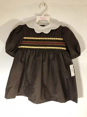 Vestido Carol Evans Niñas Calado-Vintage Talla 4 Marrón ¡Nuevo! NUEVO CON ETIQUETAS NOS Foto 1 de 4