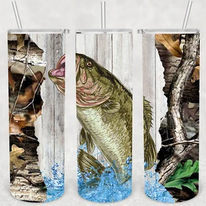 FISHING TUMBLER 9- Includes One 20oz Metal Insulated Tumbler, Lid & Straw - Picture 1 of 3