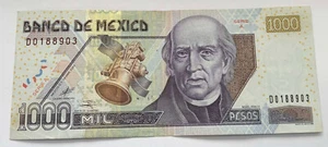 MEXICO 2002   El BANCO  DE  MEXICO 1000 PESOS  MIGUEL HIDALGO  USED 1 PC ONE - Picture 1 of 2