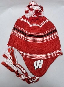 Cappello in maglia berretto invernale berretto calza berretto Wisconsin Badgers NCAA nappa di Adidas nuovo con etichette - Foto 1 di 6