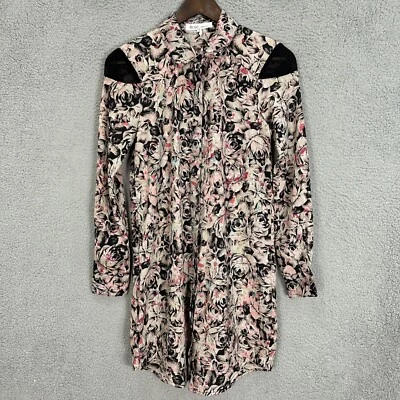 Vestido recto BCBgeneration para mujer XXS rosa floral manga larga boho caprichoso Foto 1 de 4