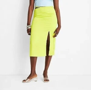 Falda midi recortada lateral para mujer Future Collective limón talla 18 nueva con etiquetas  - Imagen 1 de 10