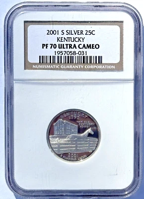 2001-S  - SILVER PROOF KENTUCKY STATE 25c - NGC PF70 UCAM - Image 1 of 2