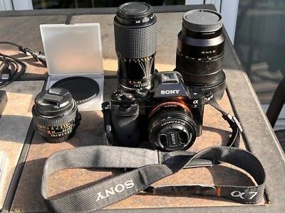 Sony Alpha A7 24.3 MP Digital Camera with 4 lenses and accessories - Image 1 of 4