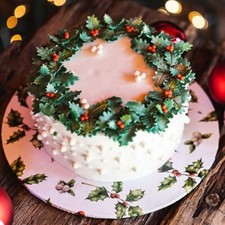 Tavole torte natalizie massonite 4mm CON SCATOLA TORTA BIANCA GRATUITA VINTAGE AGRIFOGLIO 10'