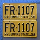 1958 1959 New York license plate pair FR-1107 YOM DMV Franklin CORVETTE 15660