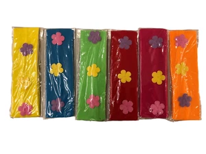 6 FASCIE ELASTICHE TESSUTO PER CAPELLI CON FIORI APPLICATI CM 17 X 5 - Foto 1 di 1
