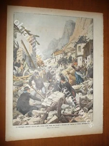 CARABINIERI AIUTANO LE VITTIME DI UNA FRANA A TAIBON NELL'AGORDINO BELLUNO 1909 - Picture 1 of 2