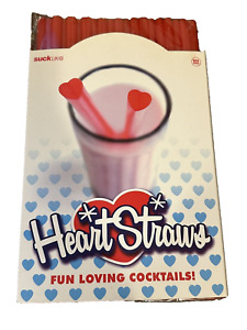 Heart Shaped Drinking Straws Fun Loving Cocktails 20 Count Red BPA Free NEW