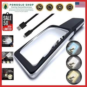 USB Rechargeable 6X Magnifying Glass with Anti-Glare Lens & Bright 3 LED Modes - Picture 1 of 11