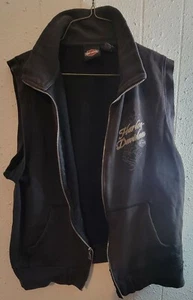 HARLEY DAVIDSON Womens Black Zip Up Sleevless Vest, Size XXL - Picture 1 of 10
