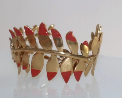 Fabuloso! Bracelete de punho de samambaia Tory Burch US$ 225 HTF - Imagem 1 de 4