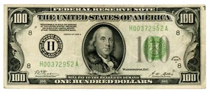 1928 A $100 Federal Reserve Note - St. Louis - Redeemable in Gold - Picture 1 of 2