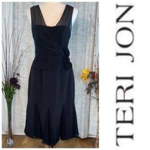 Rickie Freeman Teri Jon black sleeveless party dress. - Picture 1 of 16