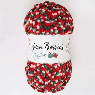 Yarn Berries baby soft blanket  chenille yarn 125yrd Christmas colors - Image 1 of 4
