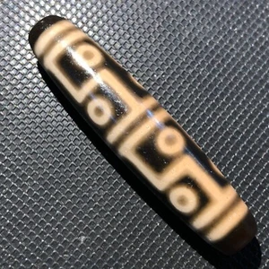Magical Tibetan Old Agate Ivory Color 12Eye Totem dZi Bead 13*57mmN018 - Picture 1 of 7