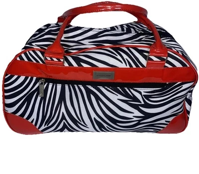 Bolsa de mão Geoffrey Beene com rodas com estampa de zebra detalhes vermelhos - Imagem 1 de 4