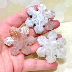 Blume Achat Schneeflocke Kristall Schnitzerei - natürlicher Edelstein geschnitzt Cabochon 2" - Bild 1 von 4