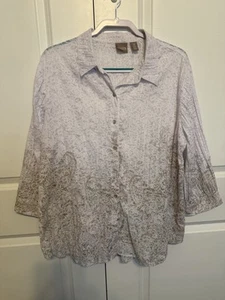 Chico’s Damen leichte Bluse Größe 3 Knopfleiste 3/4 Ärmel - Bild 1 von 10