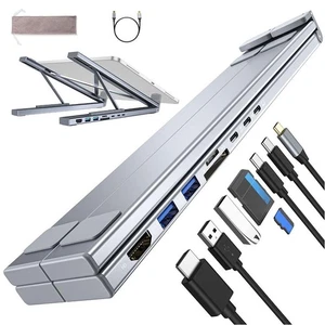 8 In 1 Laptop Stand USB C HUB Laptop Docking Station Support' D3P9 I7Z3 - Afbeelding 1 van 14