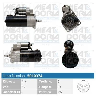 MEAT & DORIA Avviamento Starter 1.7 kW Per Audi 80 1.6 D VW Santana Passat - Immagine 1 di 1