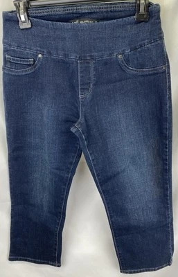 Lee女式中号打底裤蓝色中腰弹力拉舒适牛仔裤 — 第 1/4 张图片