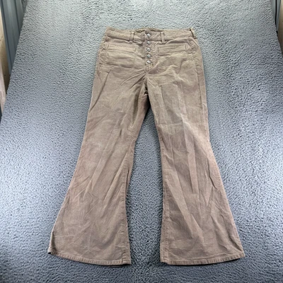 Pantalón American Eagle Outfitters Mujer 14 Beige Algodón Pana Acampanado Botón-Vuela Foto 1 de 4