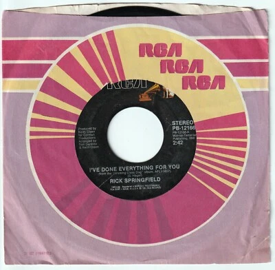 Rick Springfield Red Hot & Blue Love / I've Done Everything 45 RPM RCA 1981 - Image 1 of 3