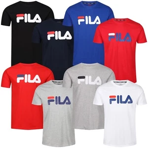 New Mens Fila T Shirt Short Sleeve Crew Round Neck Printed Logo Top Cotton Tee - Picture 1 of 44