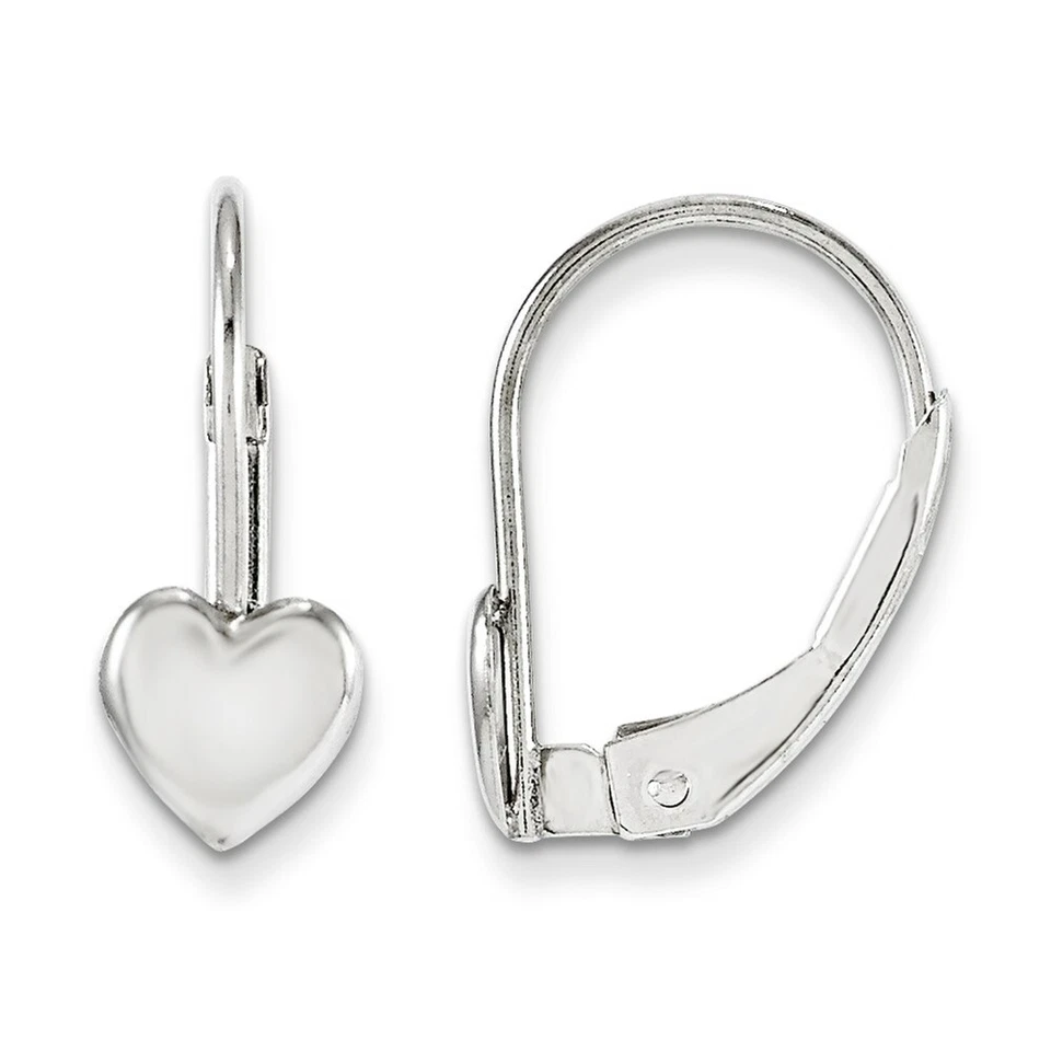 Madi K Kid's  Earrings 14k White Gold  Heart Leverback Dangle, 11 mm Foto 1 de 1