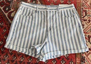 American Eagle Mom Short Denim blu righe bianche TAGLIA 14 polsino NUOVO NUOVO CON ETICHETTE comodo - Foto 1 di 3
