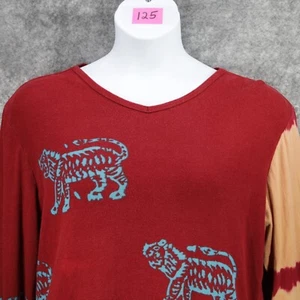Custo Barcelona Shirt Womens XL? Red Orange Tiger Contrast Tie Dye Vintage RARE - Picture 1 of 10