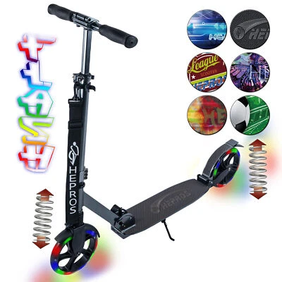 Hepros Fully Flash Scooter 200mm LED Light Up Wheels City Scooter Adult Charcoal - Image 1 of 4