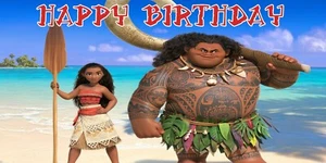 Moana Happy Birthday Banner Vinyl poster Party 3x6 Ft - Picture 1 of 1