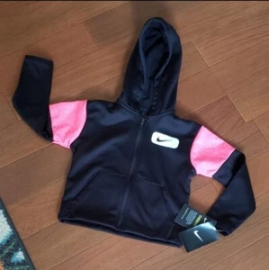 Nike Youth Girls XS/4 (4 yrs) Dri Fit Therma fleece hood jacket Pink/black - Picture 1 of 7