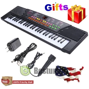 Portable Electronic Keyboard Piano 54Key W/Mic Adapter Microphone For Kids/Adult - Picture 1 of 12