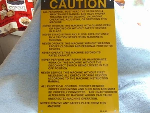 PRECAUCIÓN FUNCIONAMIENTO MÁQUINA SEGURIDAD LETRERO METÁLICO 9"x6" (NOS) - Imagen 1 de 1