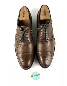 Johnston & Murphy Brown Oxford Shoes Cap Toe Leather Men's US 9.5 Classic Preppy - Picture 1 of 14